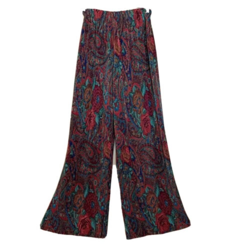 Vintage Y2K Express Wide Leg Micro Pleated Paisley Floral Pants XS